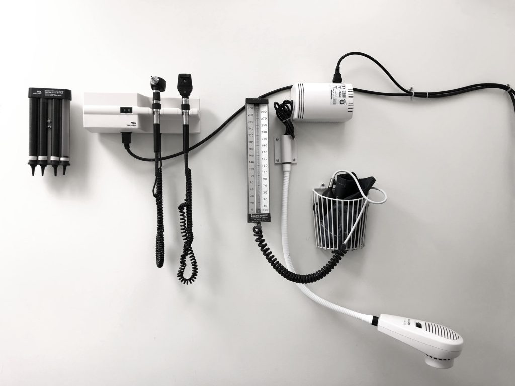 Medical equipment for ear examination.